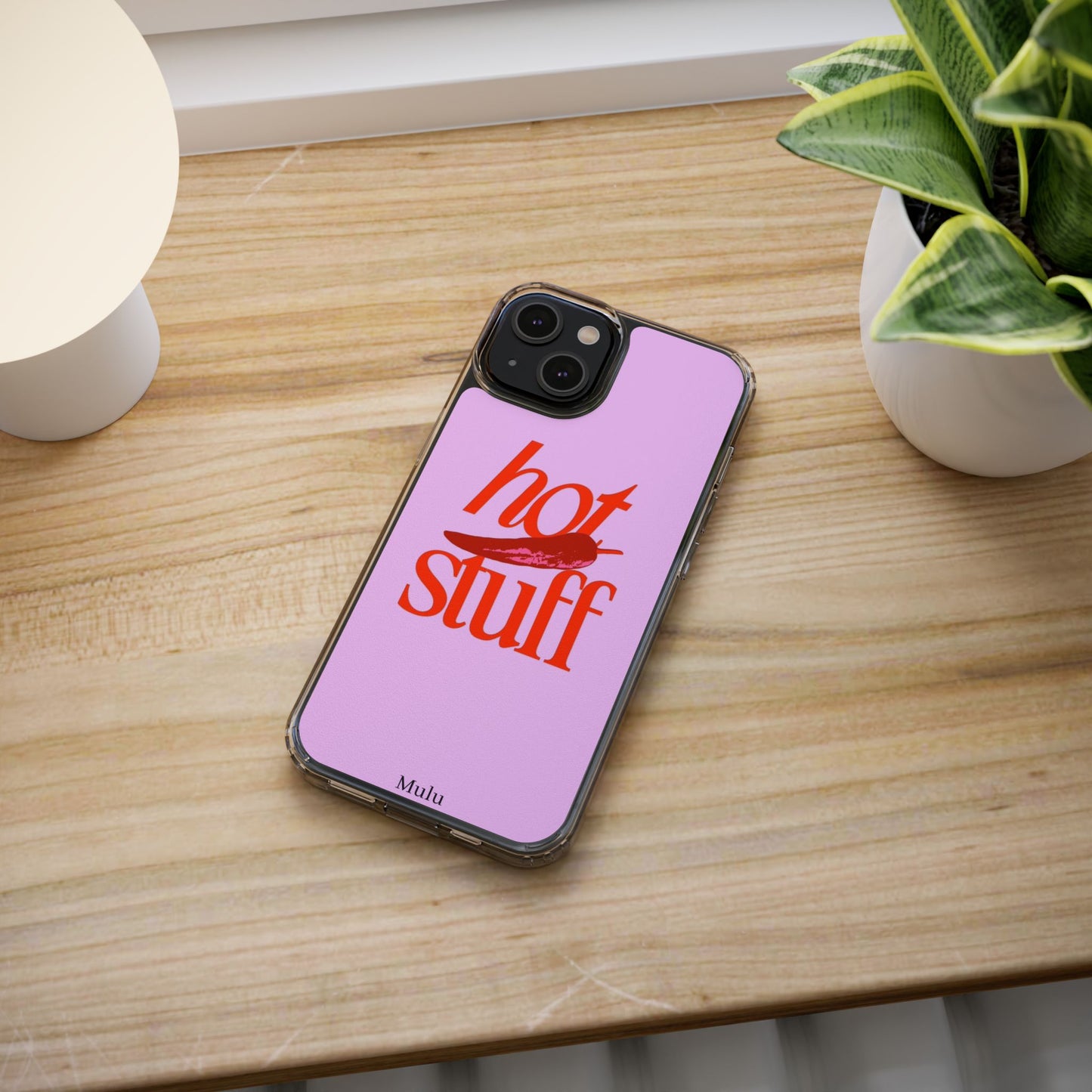 Hot Stuff Clear Impact Phone Case — Pink Retro Typography iPhone Cover