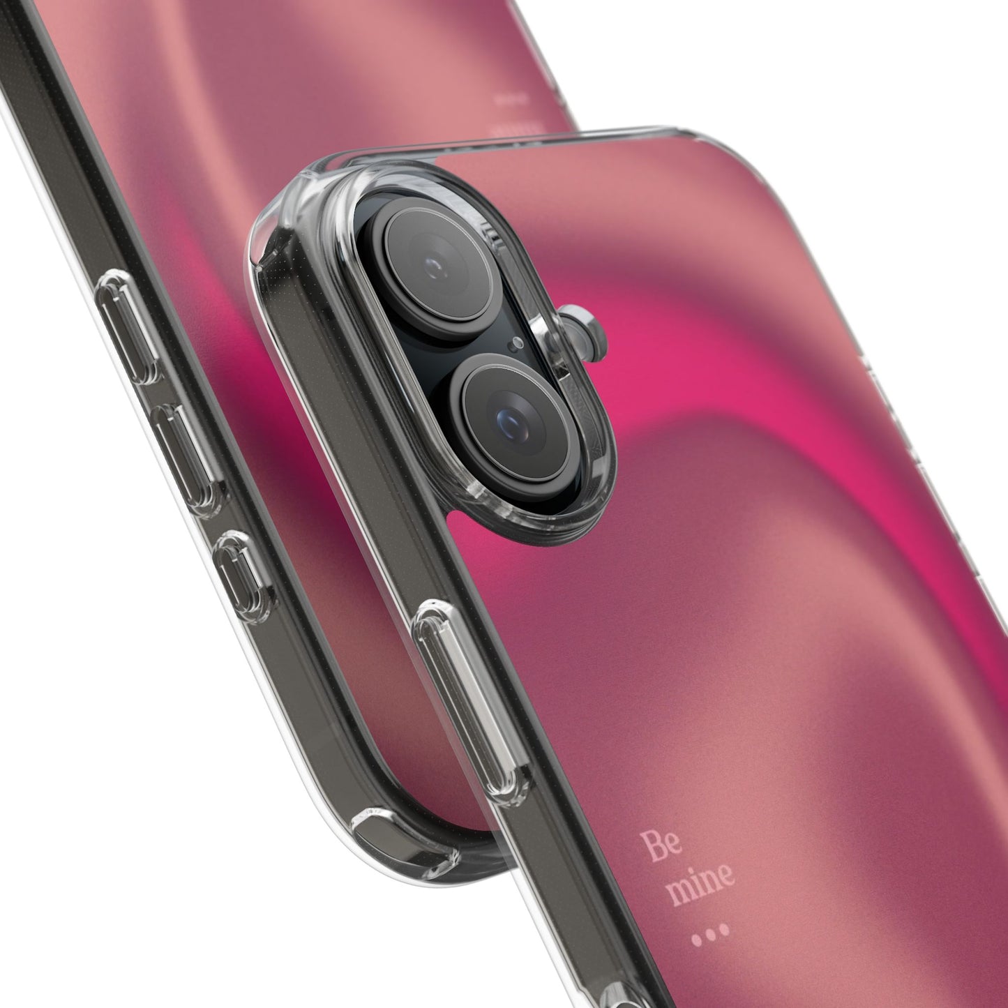 Clear Impact Phone Case — Pink Satin Swirl "Be mine" Design