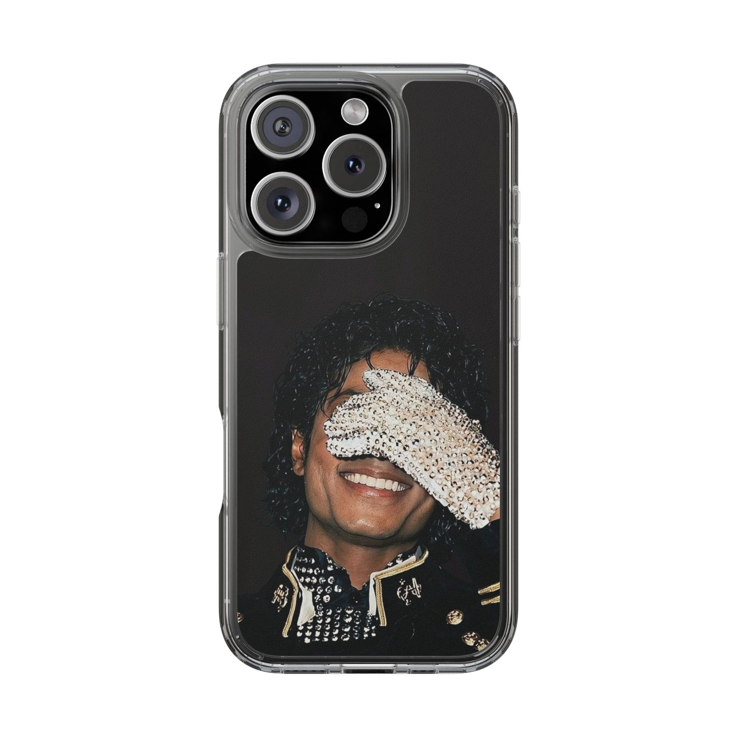 Michael Jackson Smiling Portrait Clear Phone Case — Retro Pop Icon Design