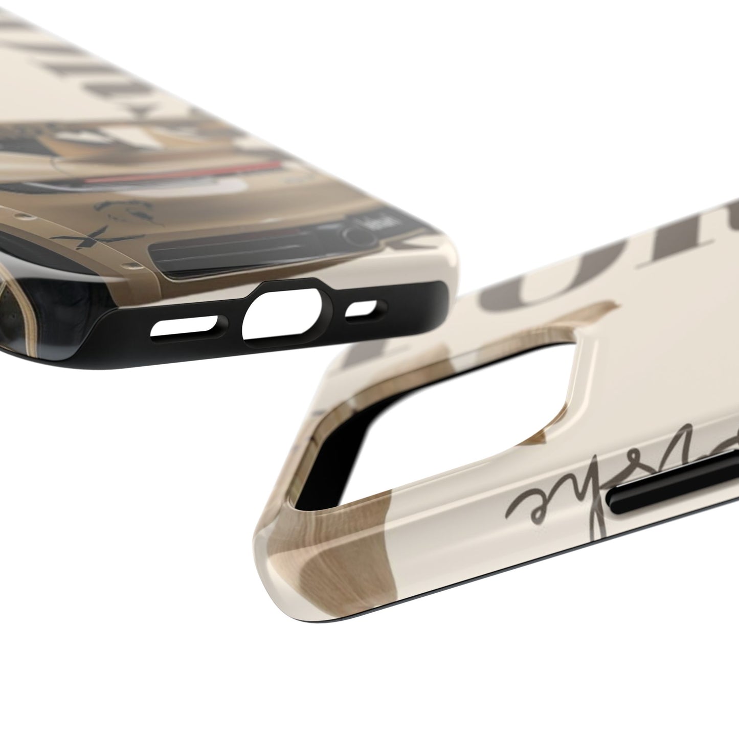 Tough Phone Case — Beige Sports Car Design with 'Tourist' Typography