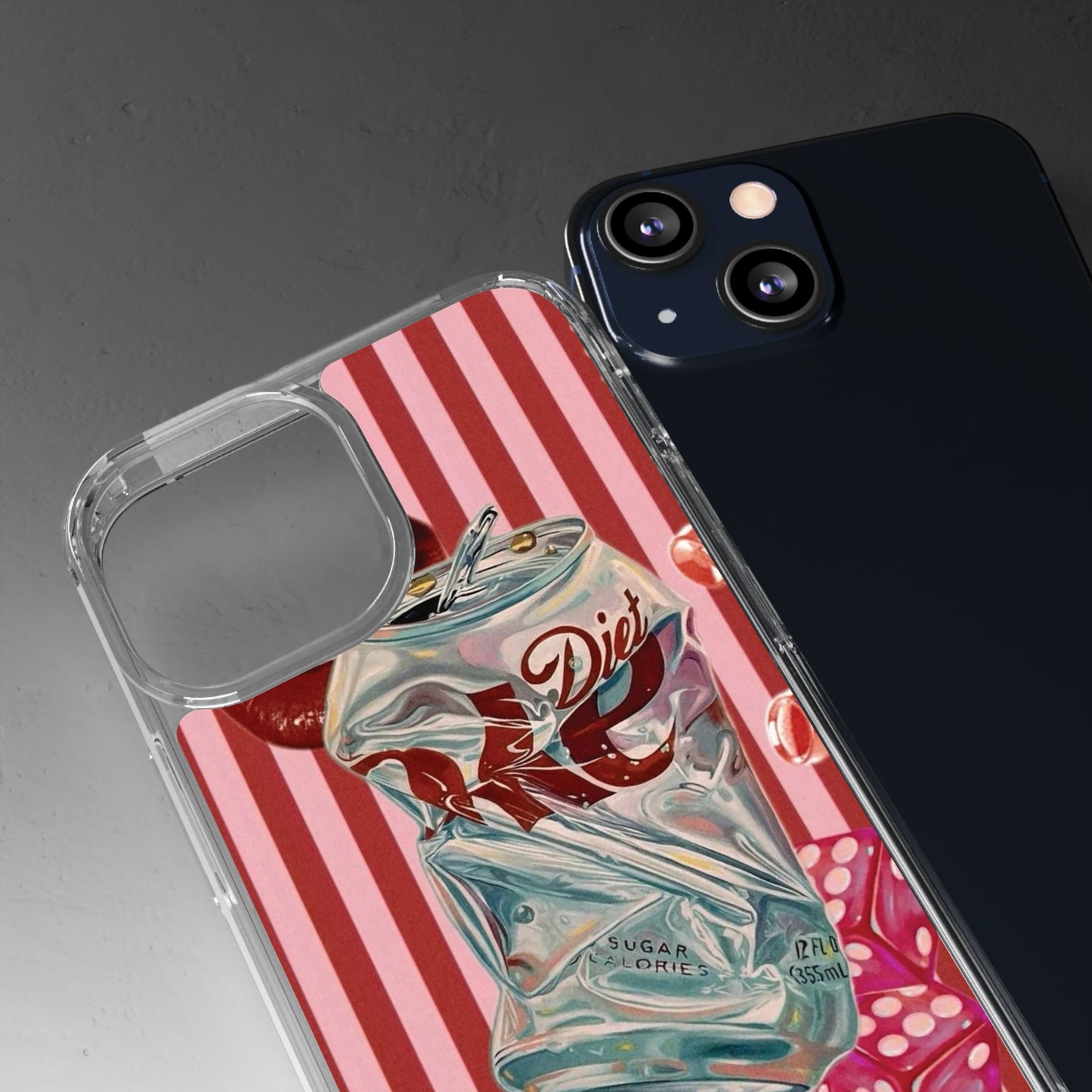 Diet Cola Crush Clear Phone Case – Retro Soda Pop Design