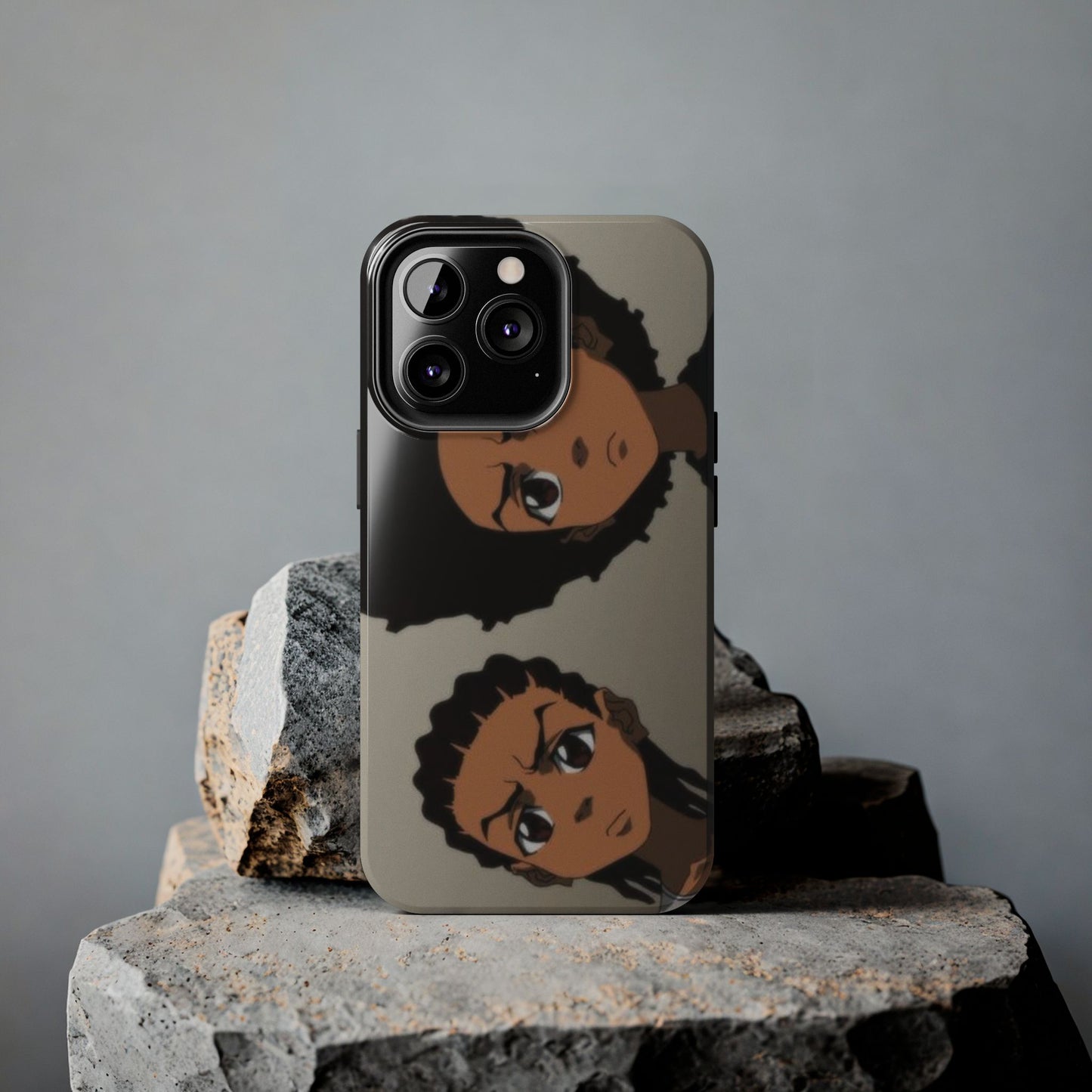 Tough Phone Case — Afro Anime Duo Face Design, Protective Shockproof Cover