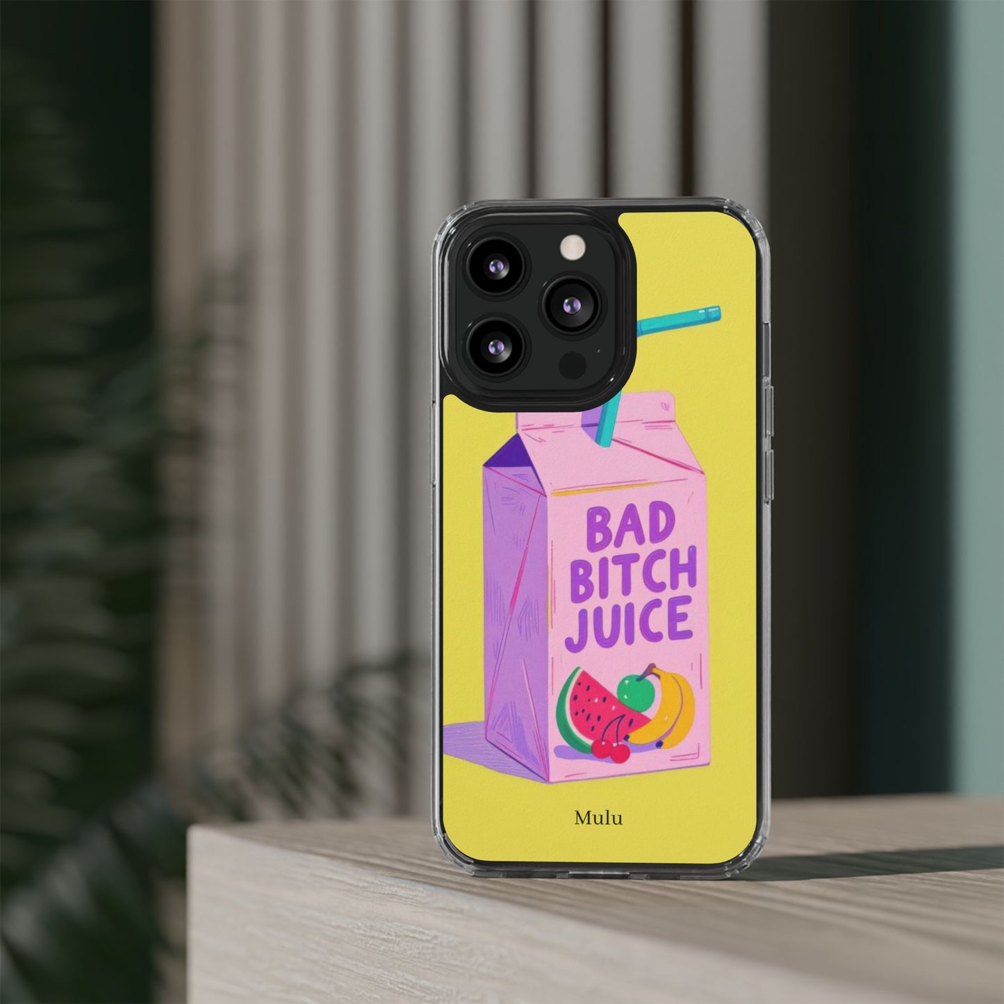 Clear Impact-Resistant Phone Case — "Bad Bitch Juice" Cartoon Juice Box Design