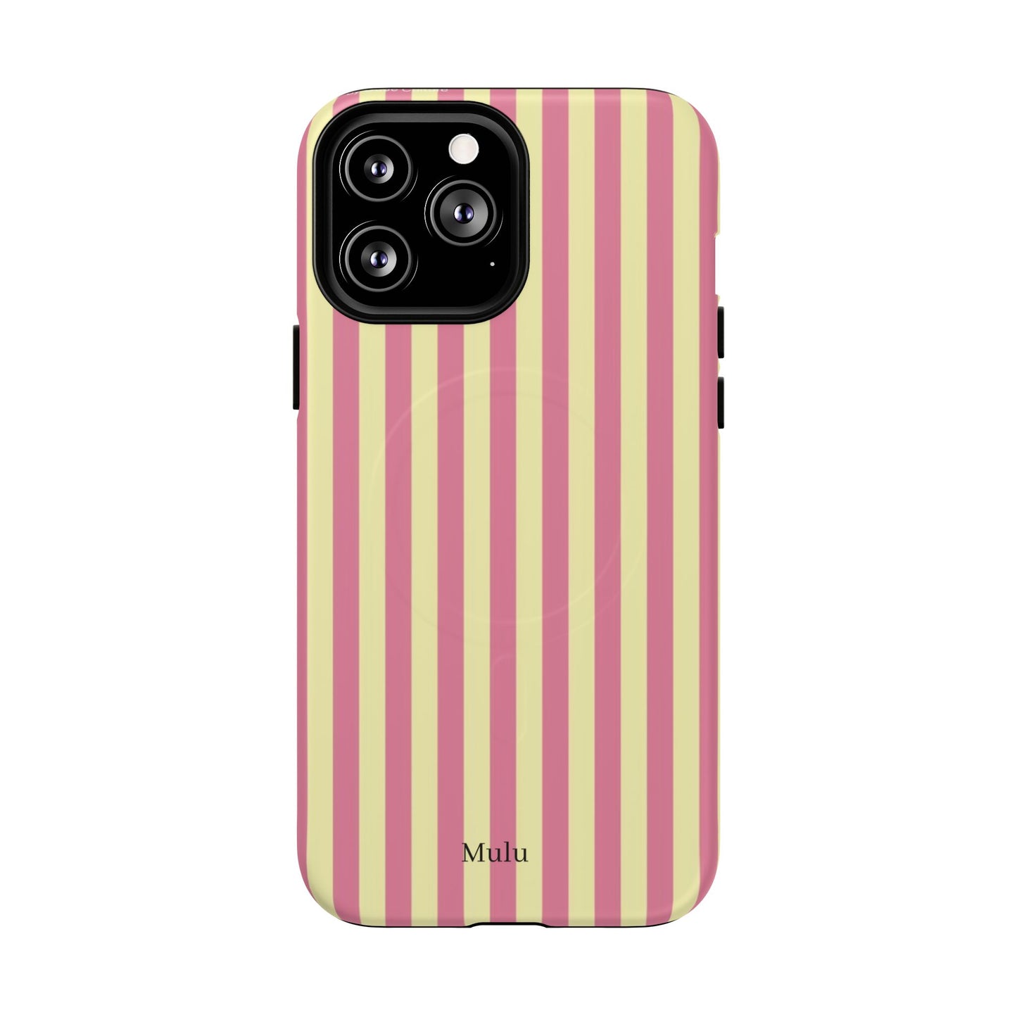 Striped Pink & Yellow Magnetic Tough Phone Case — Retro Pastel Protection