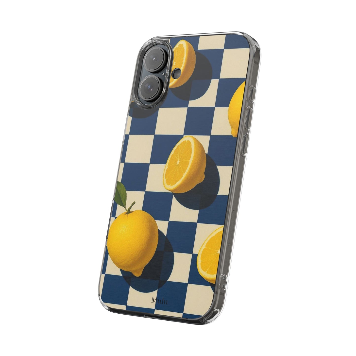 Clear Impact-Resistant Case — Retro Checkered Lemons Phone Case