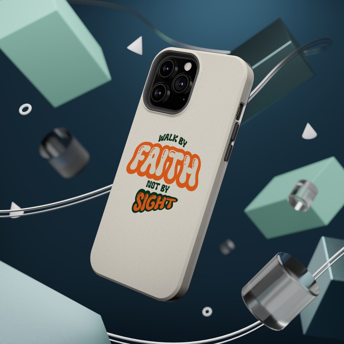 Magnetic Impact-Resistant Case — "Walk by Faith Not by Sight" Inspirational Phone Cover