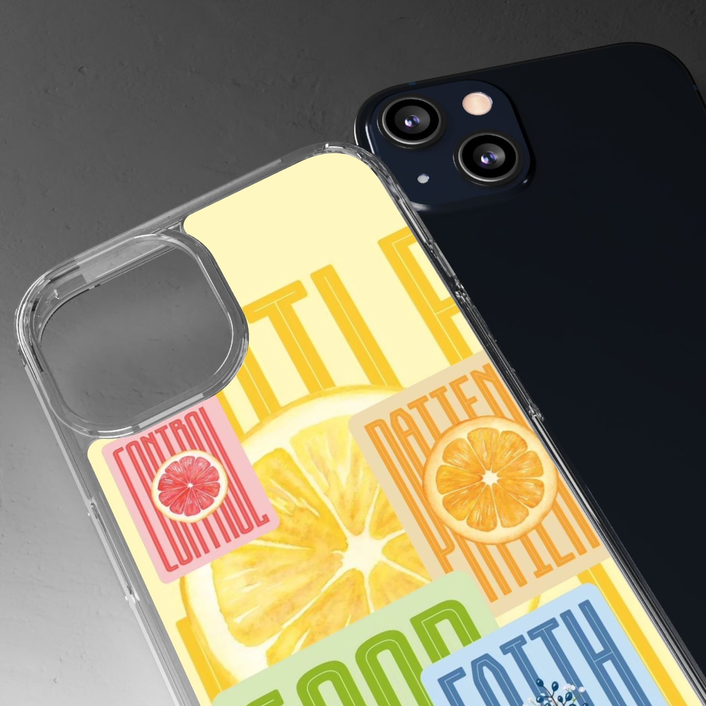 Clear Phone Case — Citrus Fruit Typography "Good Faith" Design