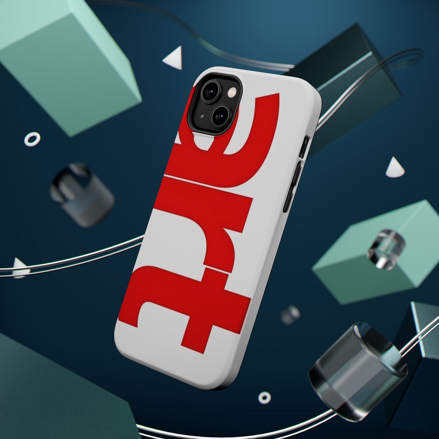 Magnetic Impact-Resistant Phone Case — Bold Red Typographic Design