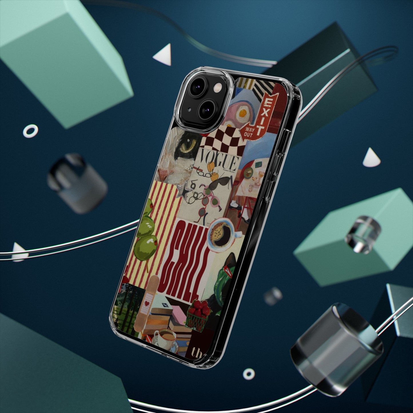 Collage Vintage Aesthetic Clear Impact-Resistant Phone Case
