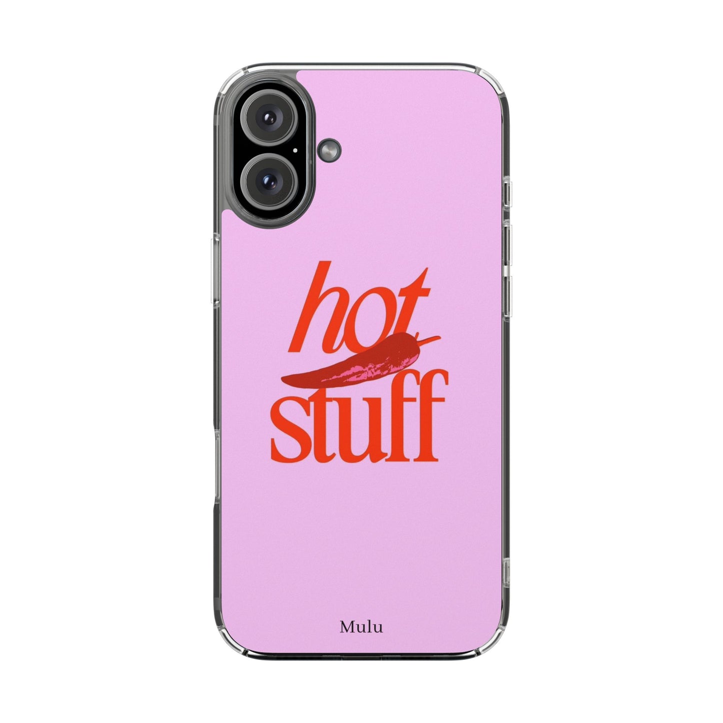 Hot Stuff Clear Impact Phone Case — Pink Retro Typography iPhone Cover