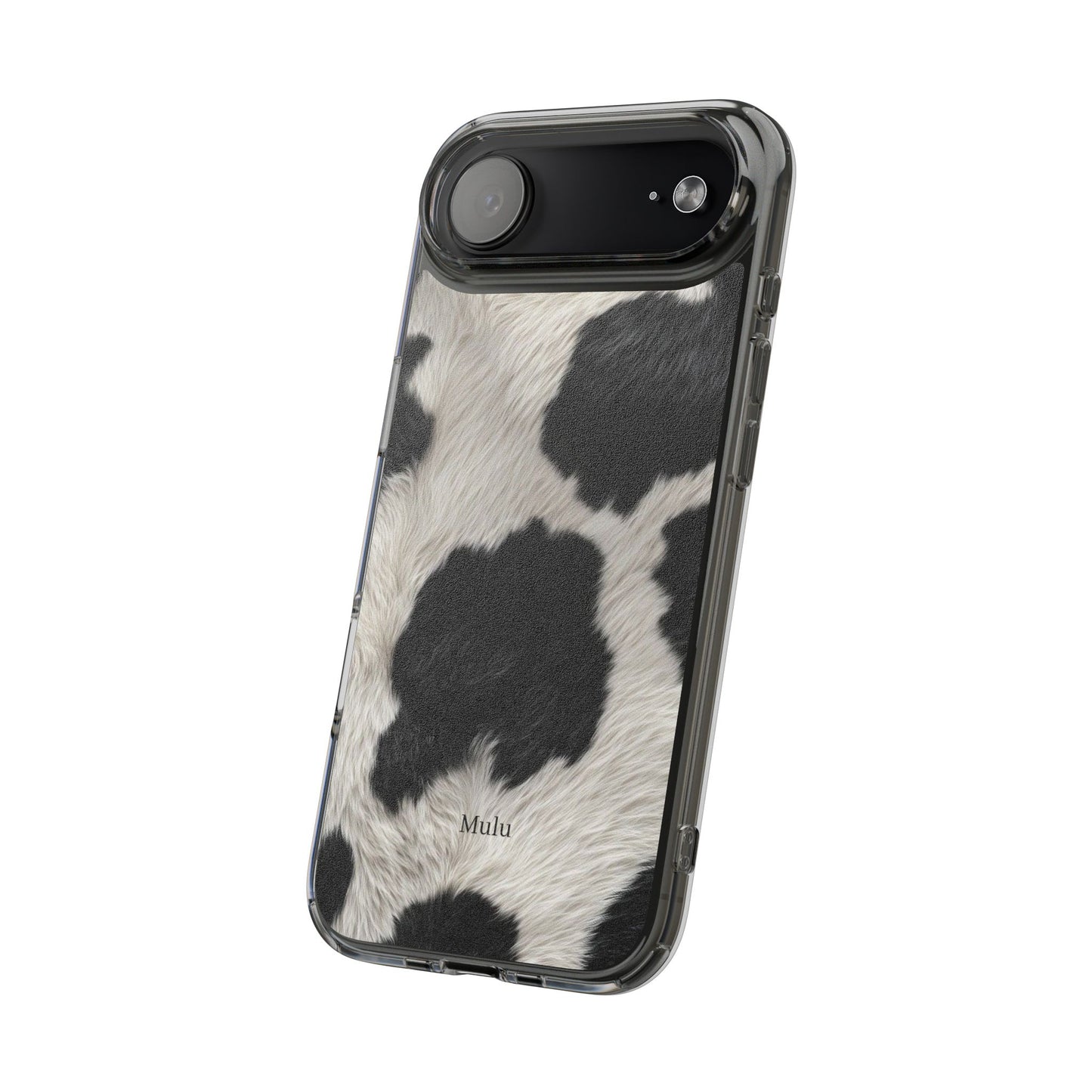 Cow Print Clear Impact Phone Case — Faux Fur Black & White Protection