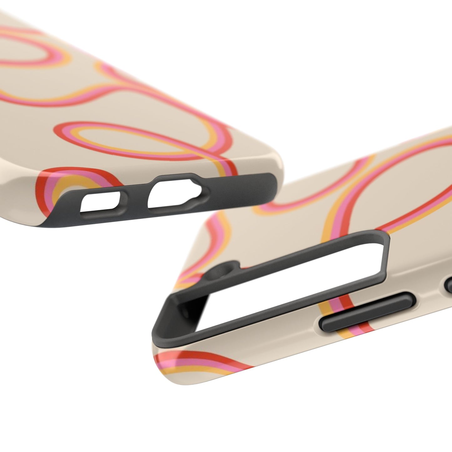 Retro Swirl Tough Phone Case — Beige Pink Orange Abstract Protection
