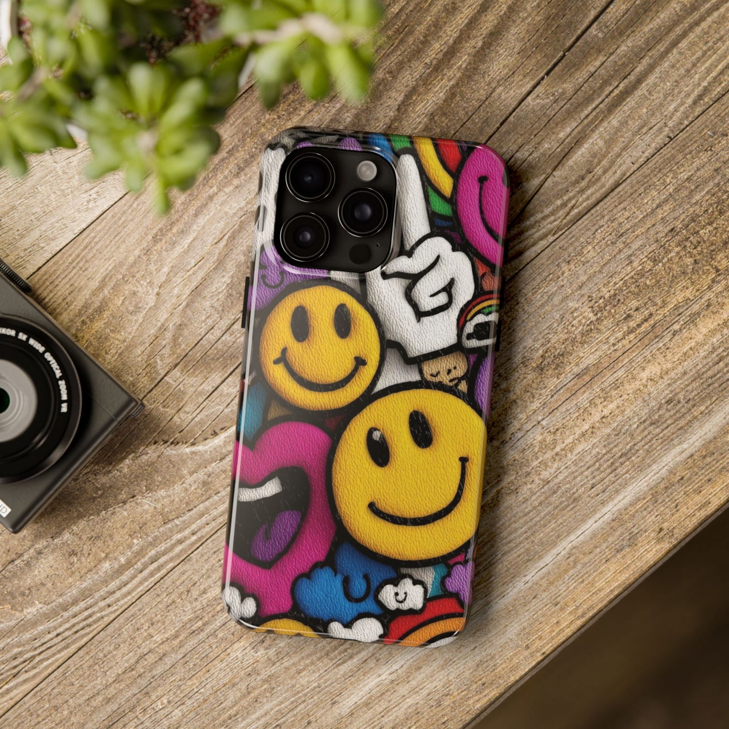 Smiley Graffiti Tough Phone Case – Colorful Urban Art Protection