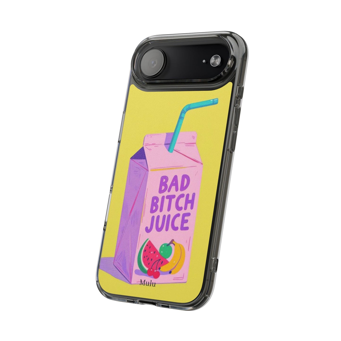 Clear Impact-Resistant Phone Case — "Bad Bitch Juice" Cartoon Juice Box Design