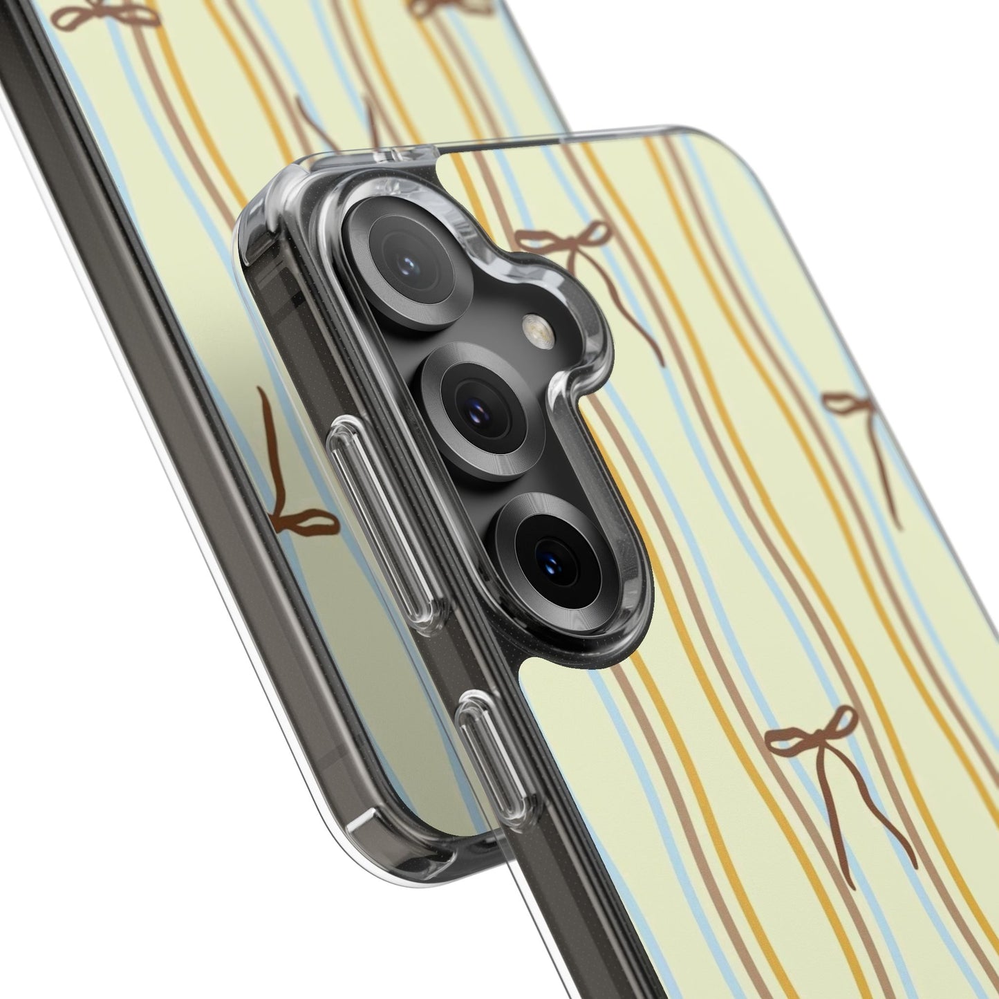 Ballet Ribbon Stripe Clear Impact Phone Case — Pastel Yellow Protective Cover