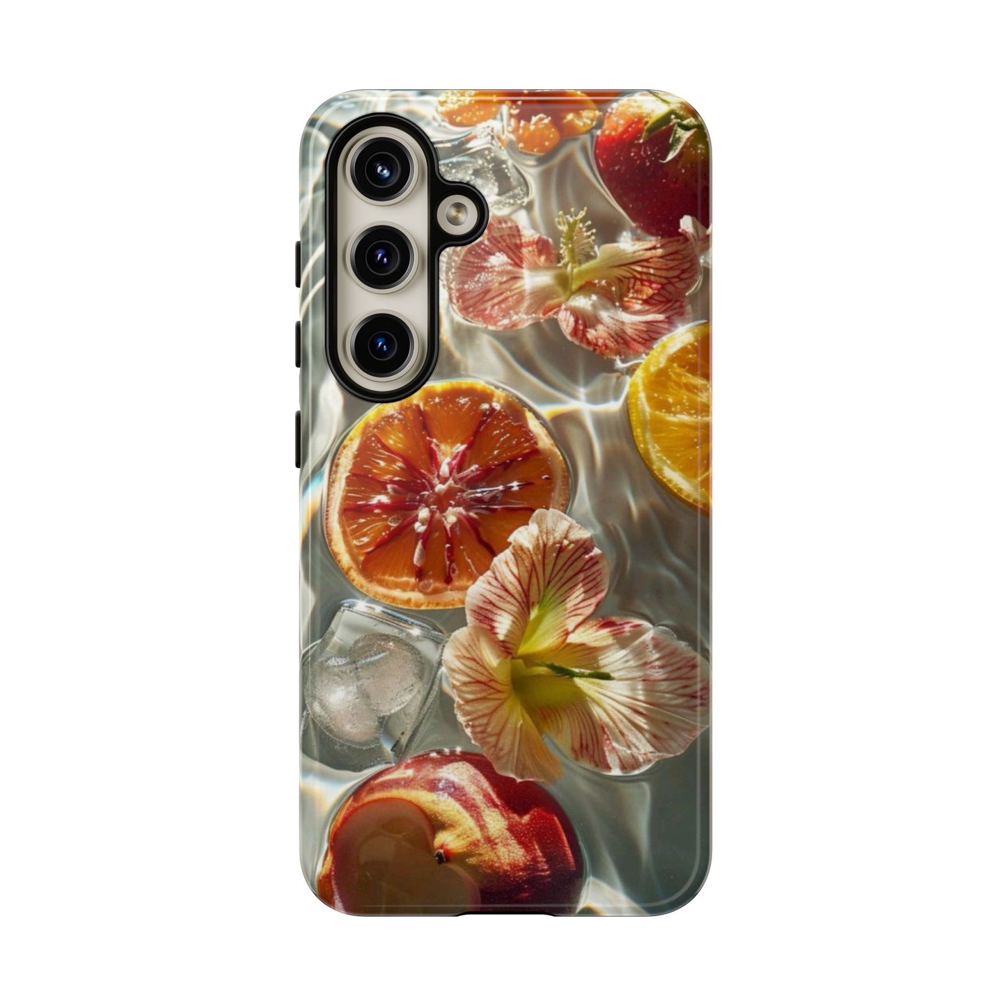 Citrus & Hibiscus Protective Phone Case – Summer Fruit Water Print Tough Case