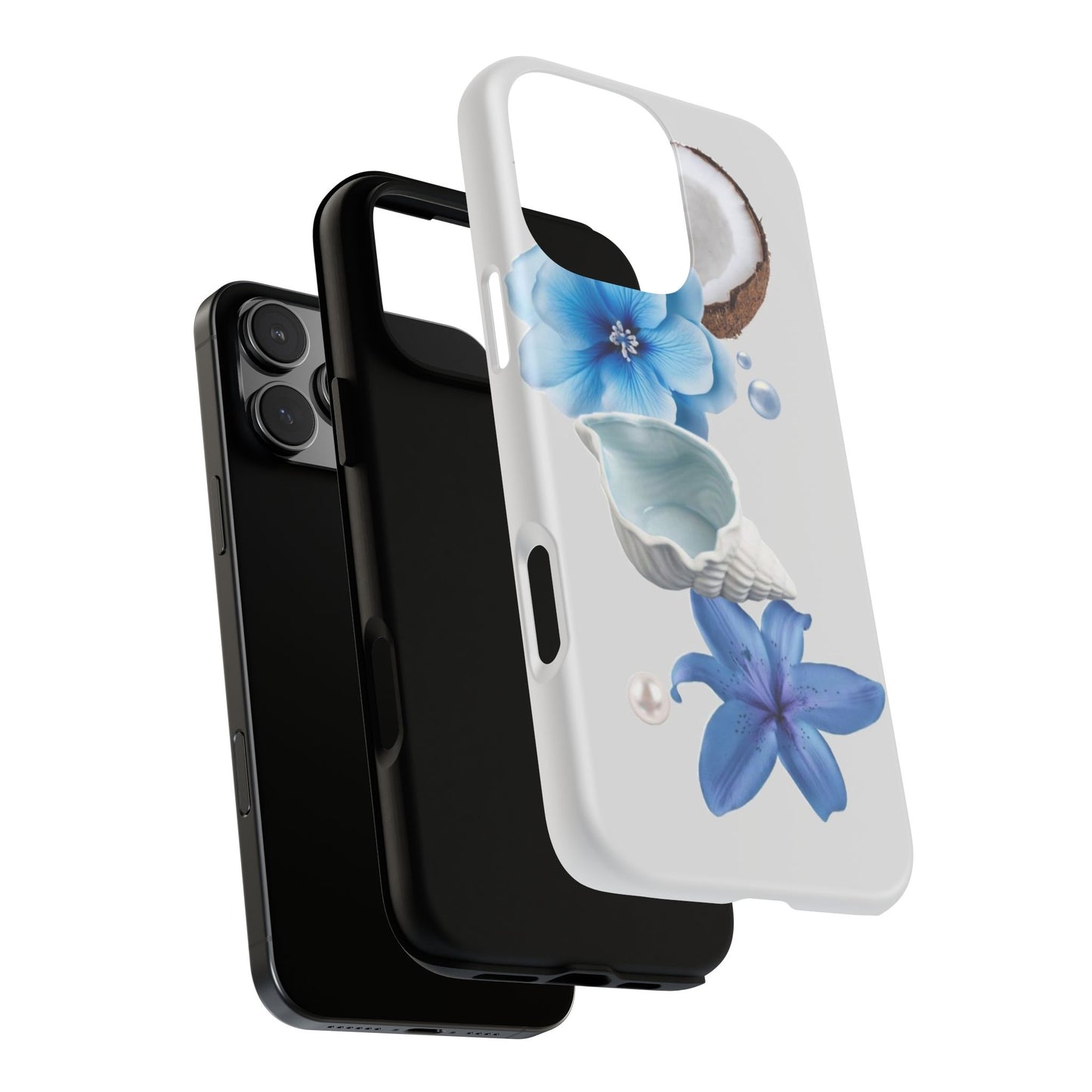 Tropical Blue Floral Phone Case — Coconut, Shell & Starfish Design