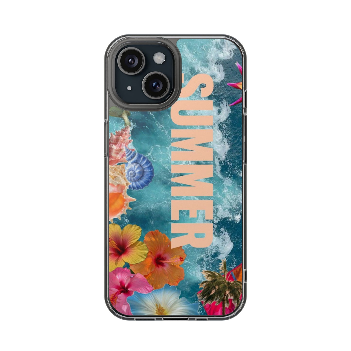 Summer Floral Clear Impact Phone Case — "SUMMER" Tropical Hibiscus Design