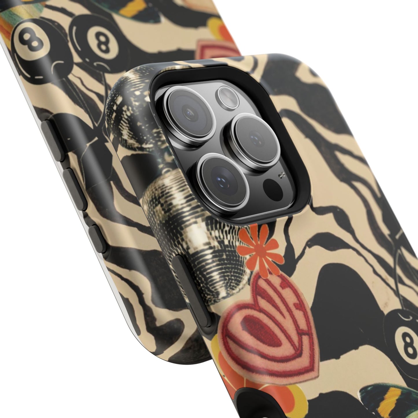 Phone Case — Retro Collage Magnetic Impact-Resistant Case with Butterfly & Zebra Print