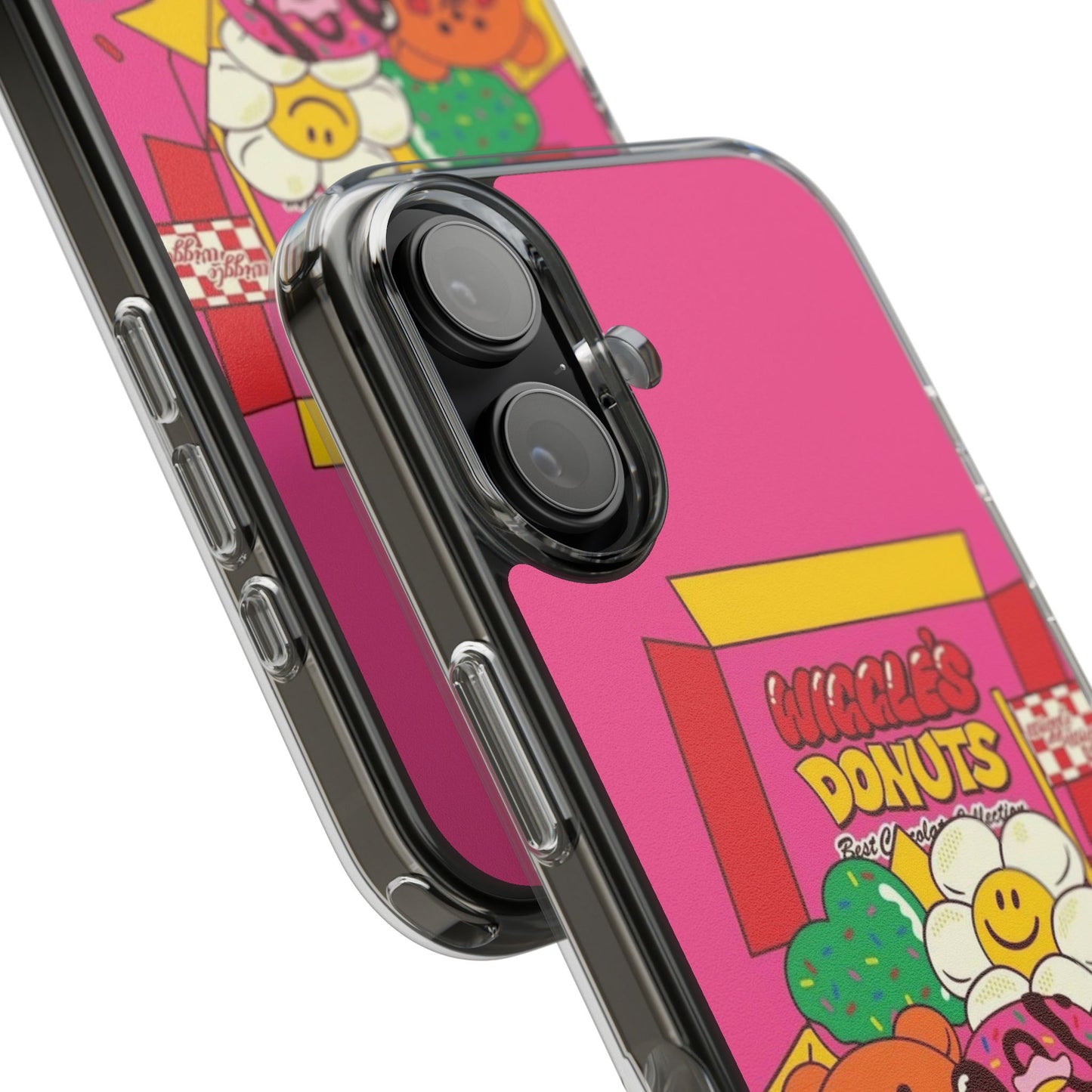 Donut Box Cute Phone Case — Clear Impact‑Resistant iPhone Cover with Smiling Donuts