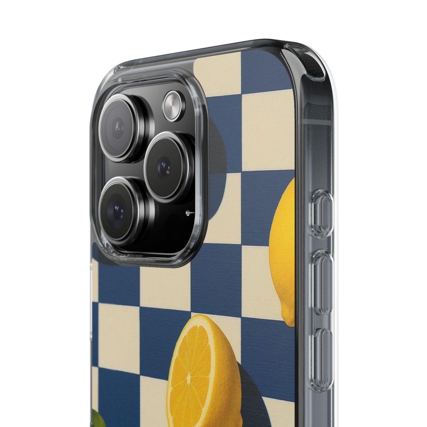 Clear Impact-Resistant Case — Retro Checkered Lemons Phone Case