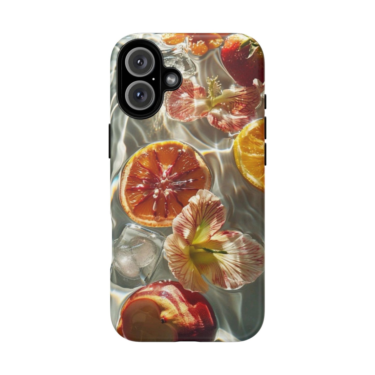 Citrus & Hibiscus Protective Phone Case – Summer Fruit Water Print Tough Case