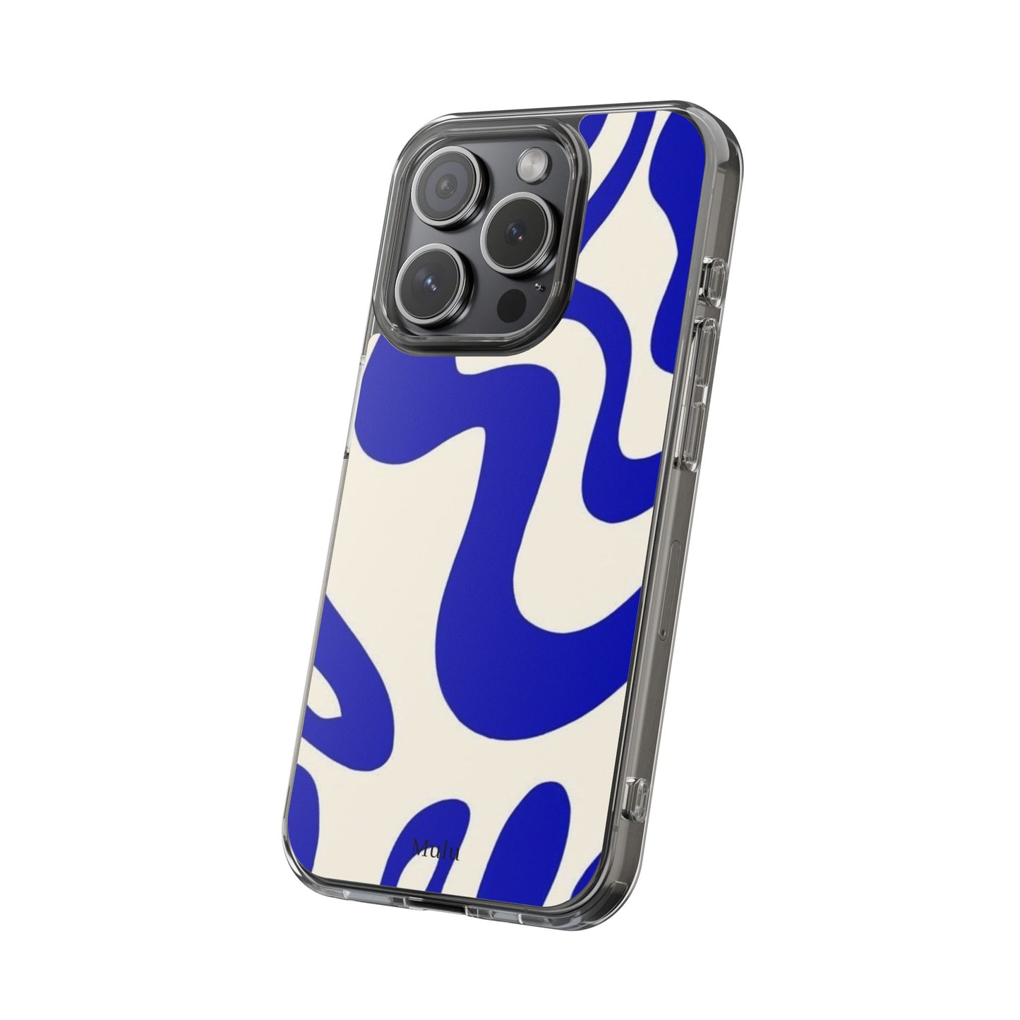 Clear Impact-Resistant Case — Blue Abstract Wavy Pattern