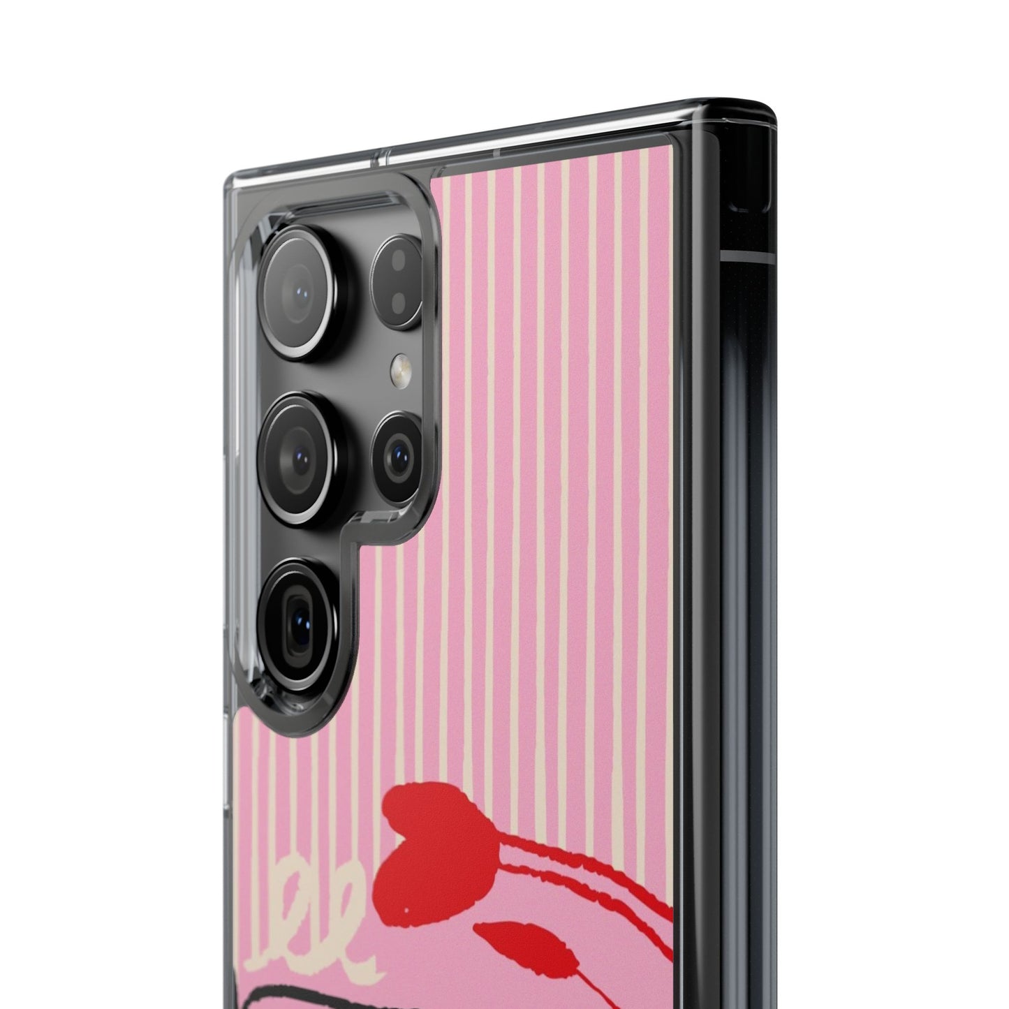 Clear Impact-Resistant Case — Pink Cute Heart Cartoon Design