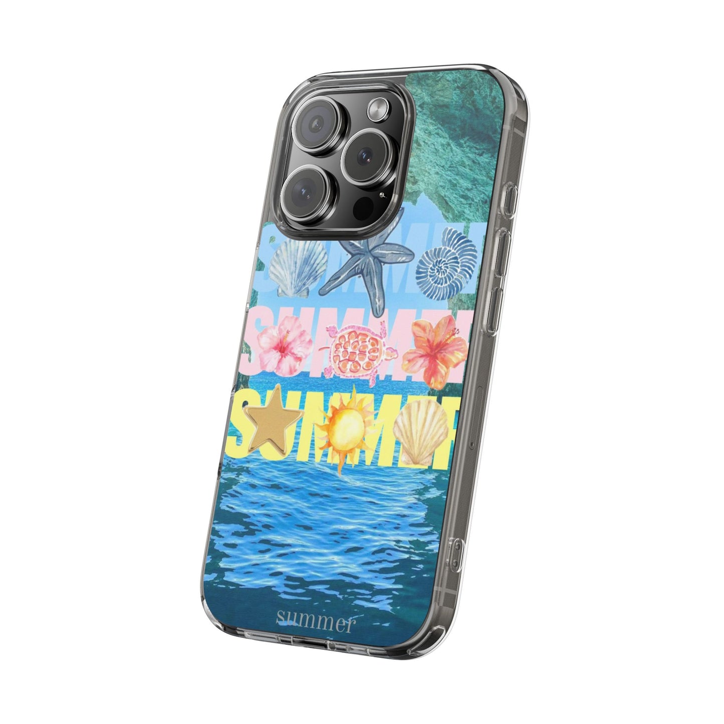 Clear Summer Beach Phone Case — Impact‑Resistant Tropical Design