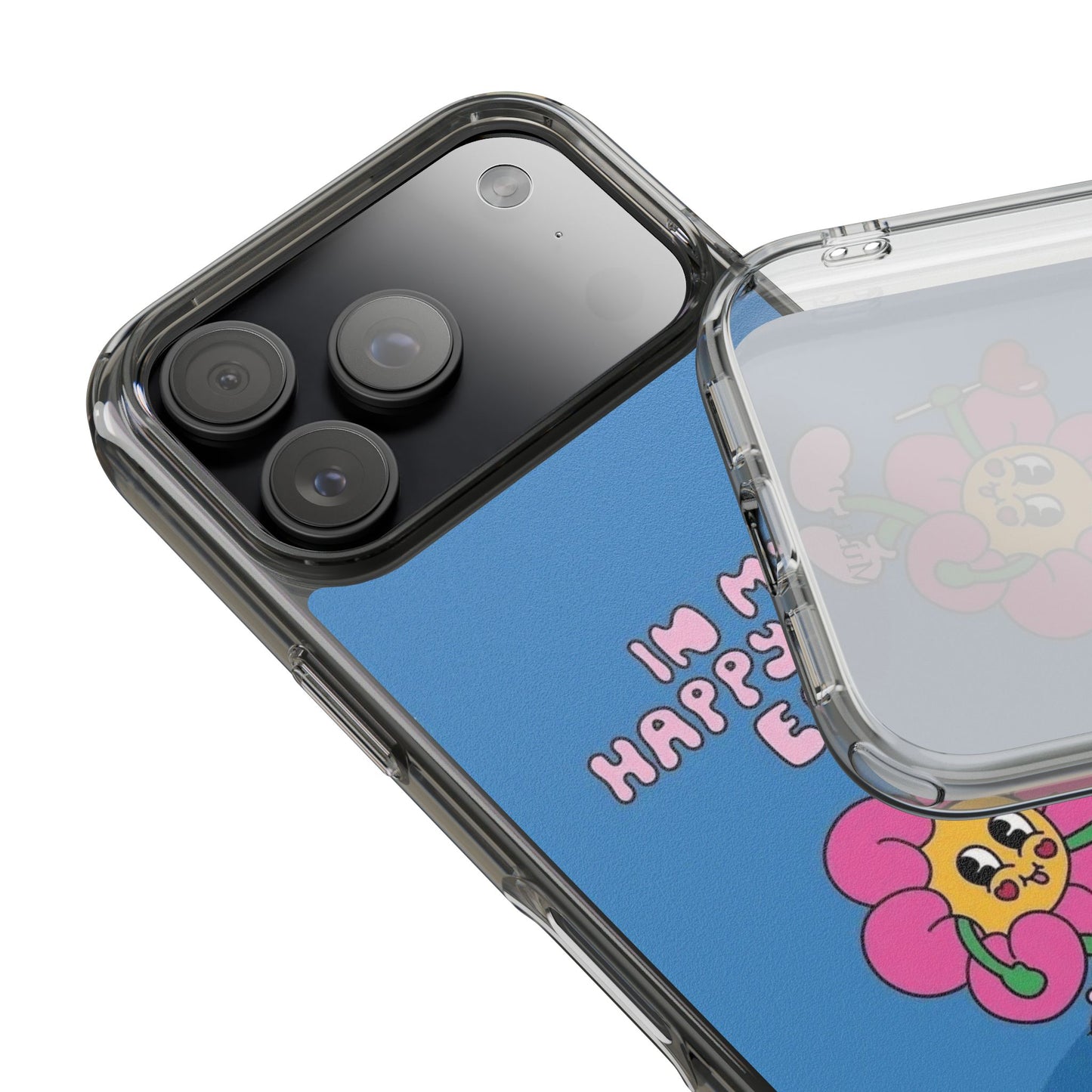 Clear Impact-Resistant Phone Case — “I’m My Happy Girl Era” Cute Flower Design