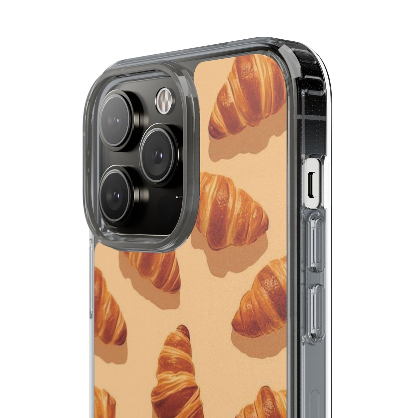 Croissant Pattern Clear Phone Case — Bakery-themed Transparent iPhone Cover