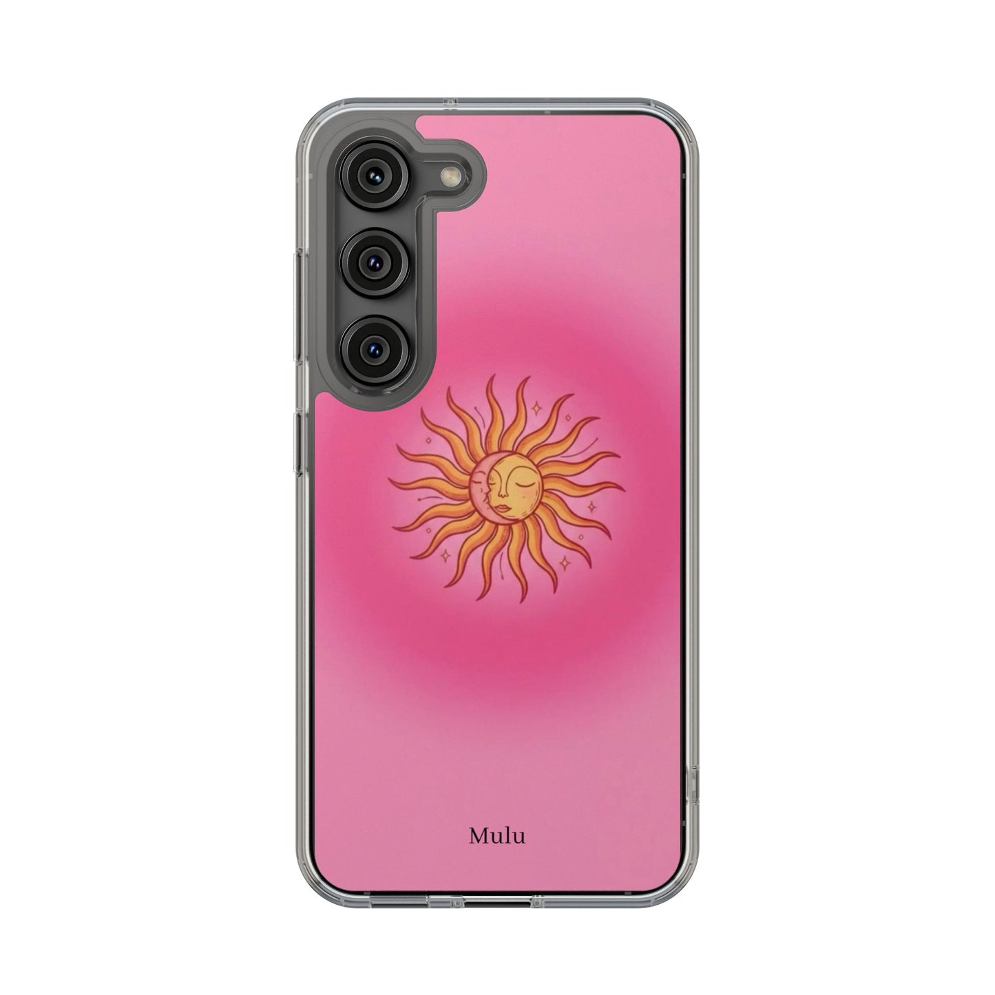 Pink Sun Phone Case — Radiant Sunburst Impact-Resistant Clear Case