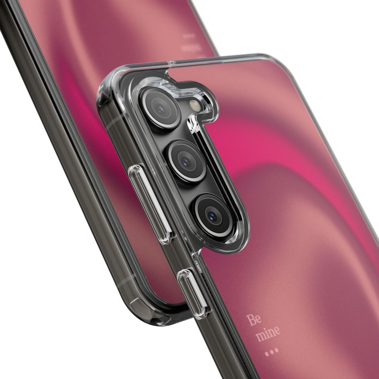Clear Impact Phone Case — Pink Satin Swirl "Be mine" Design