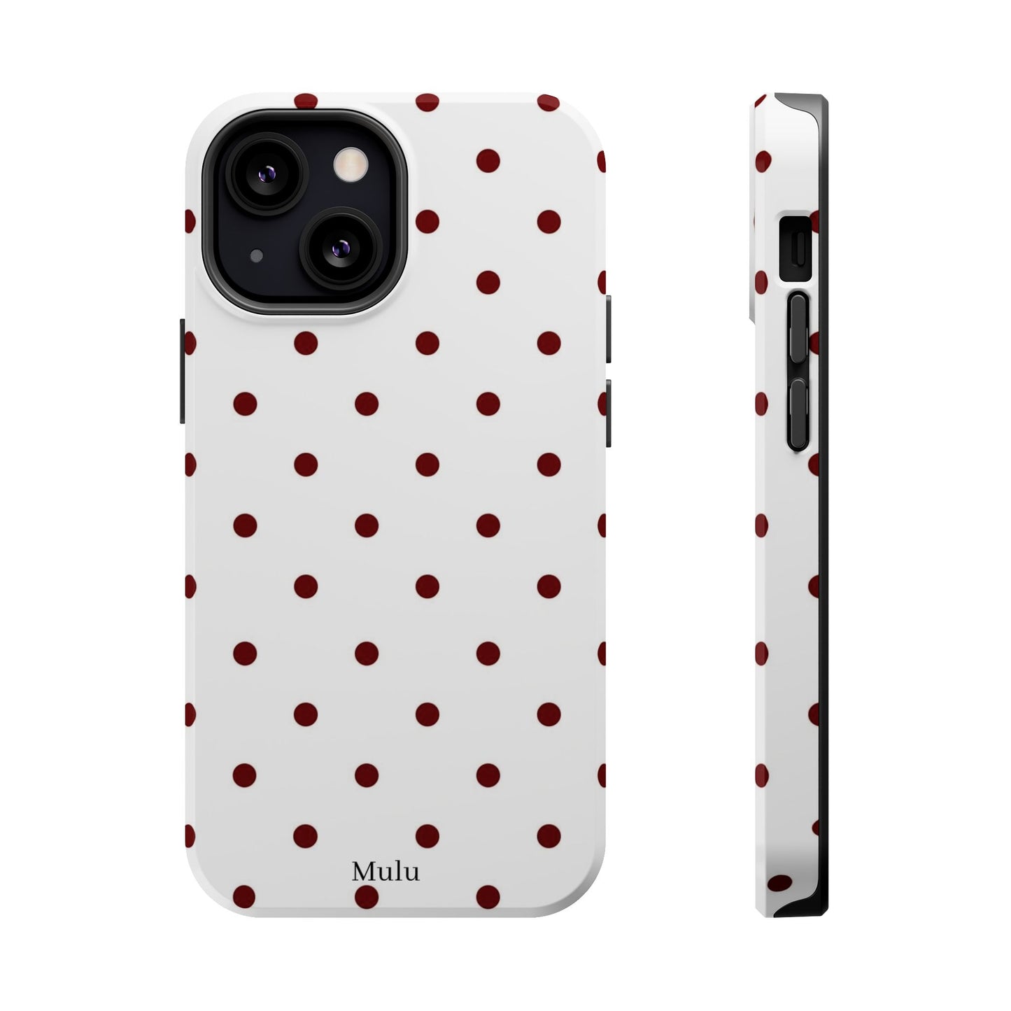 Polka Dot Magnetic Impact-Resistant Phone Case — Red Dots on White