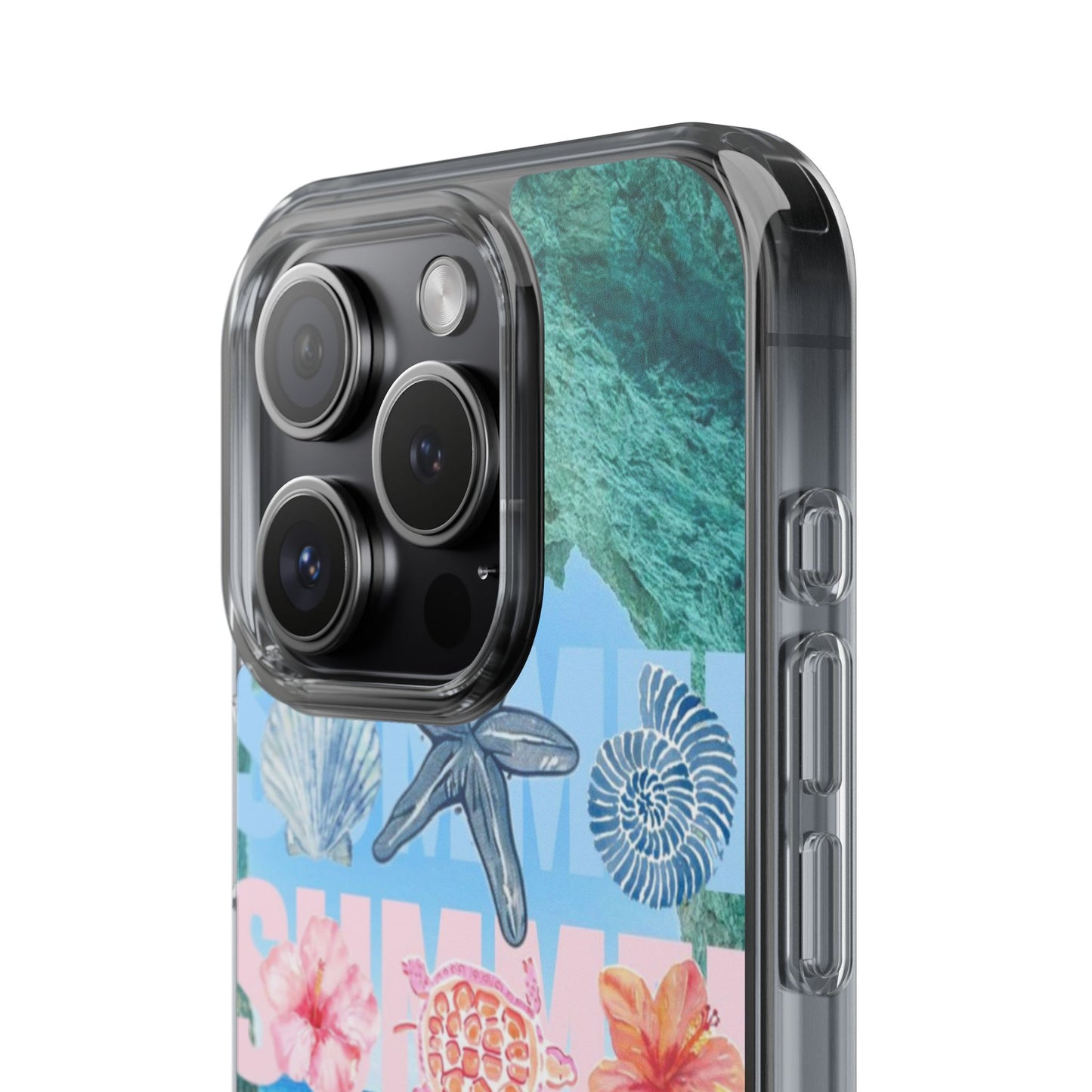 Clear Summer Beach Phone Case — Impact‑Resistant Tropical Design