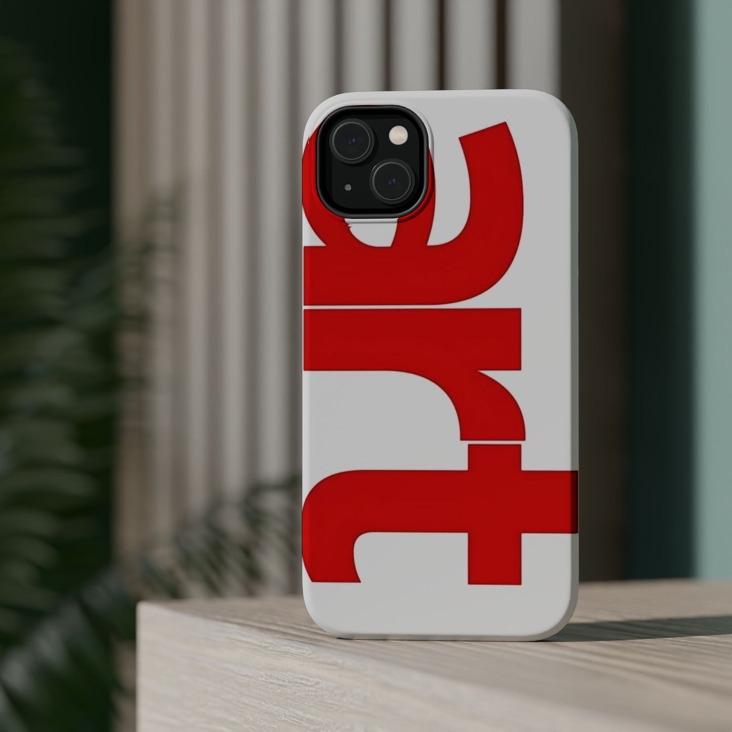 Magnetic Impact-Resistant Phone Case — Bold Red Typographic Design