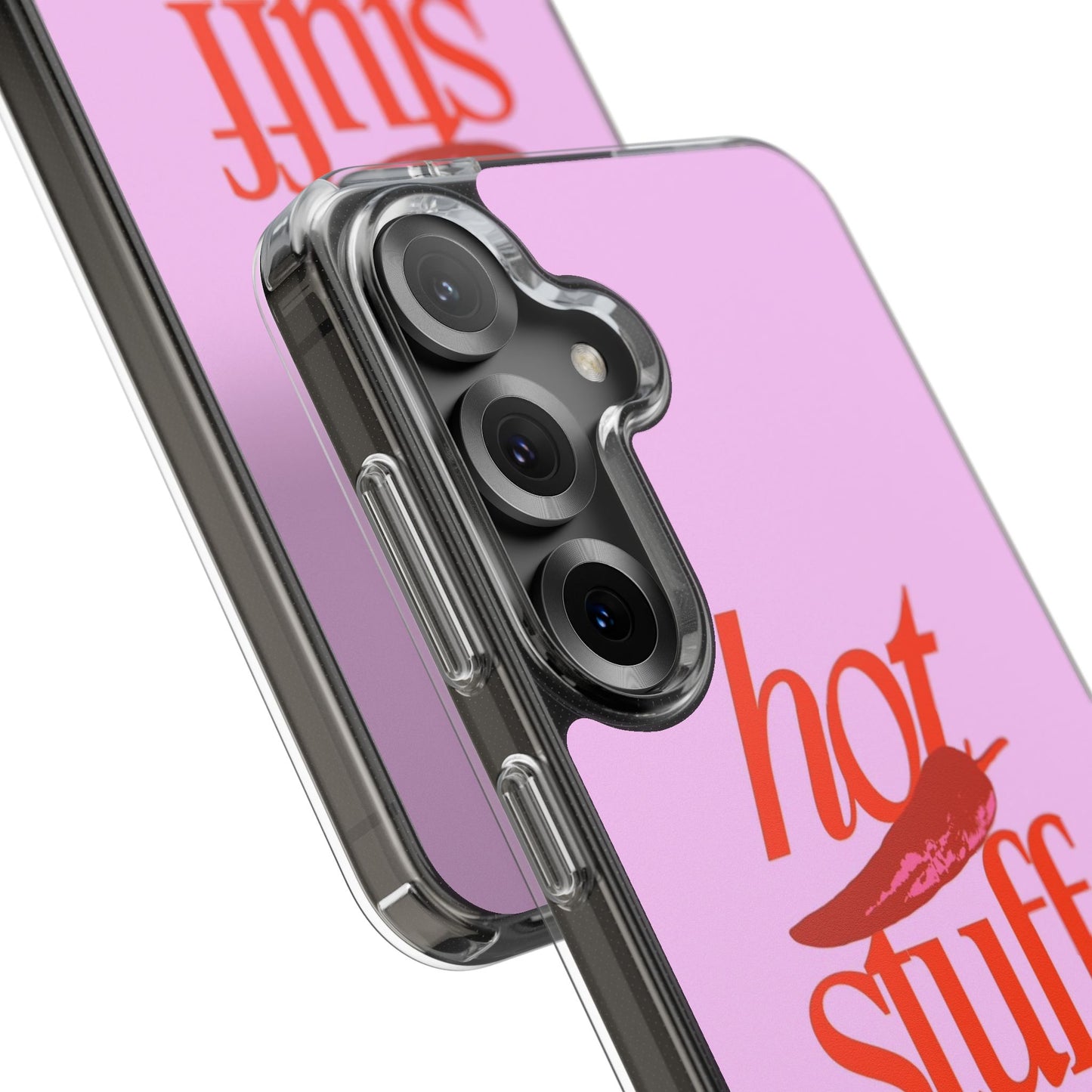 Hot Stuff Clear Impact Phone Case — Pink Retro Typography iPhone Cover