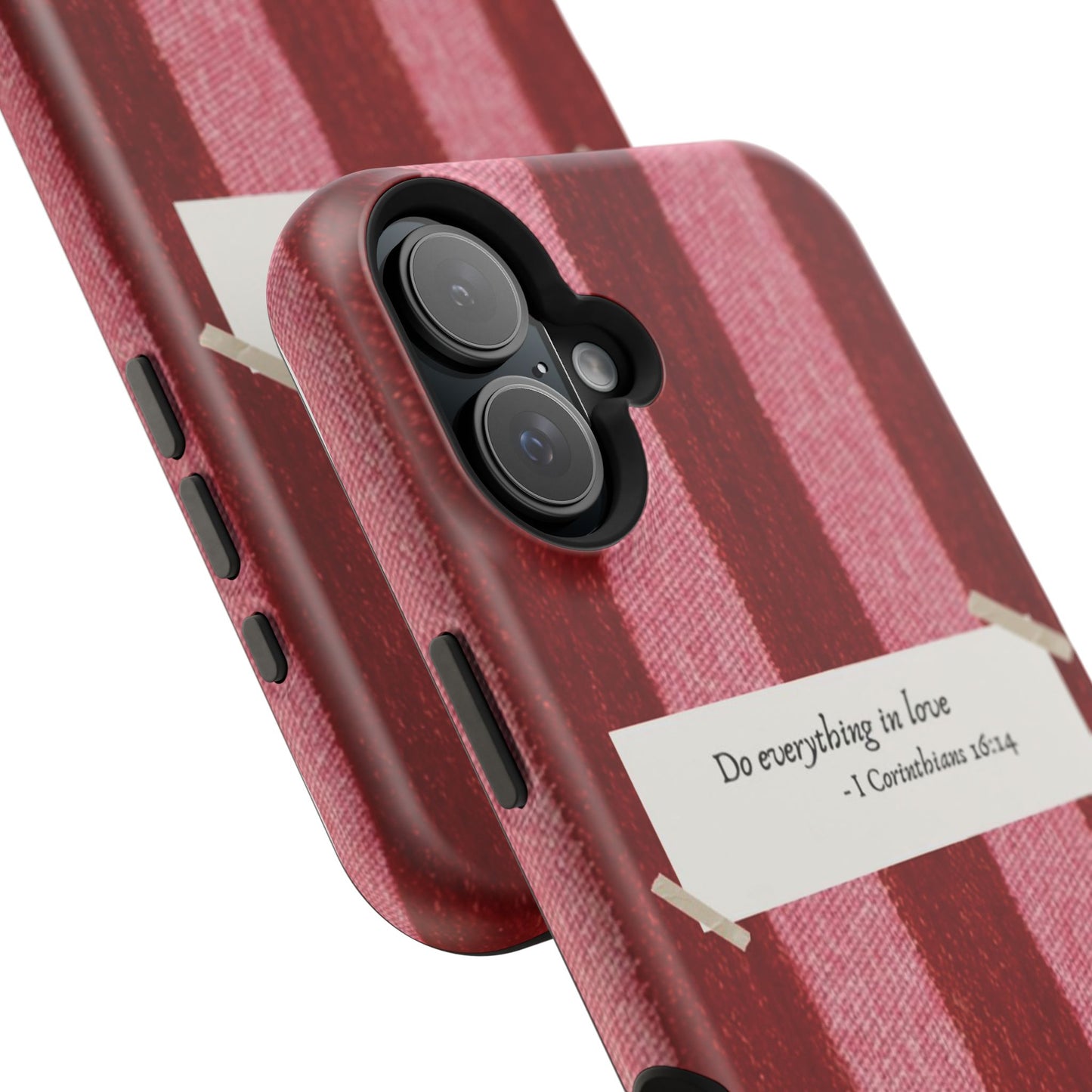 Christian Quote Red Stripe Phone Case — “Do everything in love” Magnetic Impact-Resistant Case