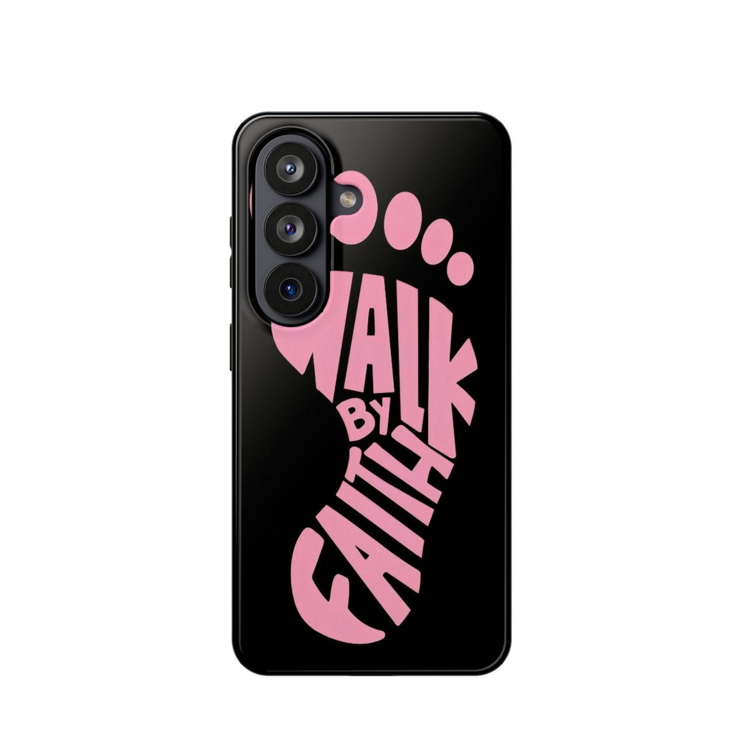 Phone Case — "Walk By Faith" Pink Footprint Magnetic Impact-Resistant Case