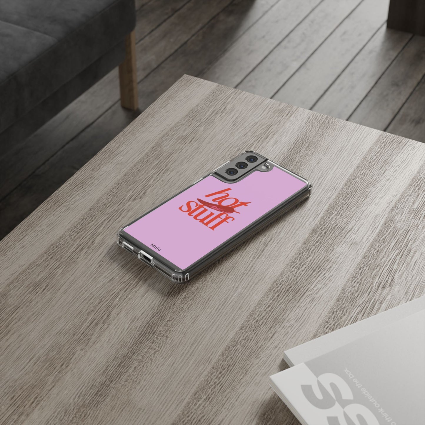 Hot Stuff Clear Impact Phone Case — Pink Retro Typography iPhone Cover