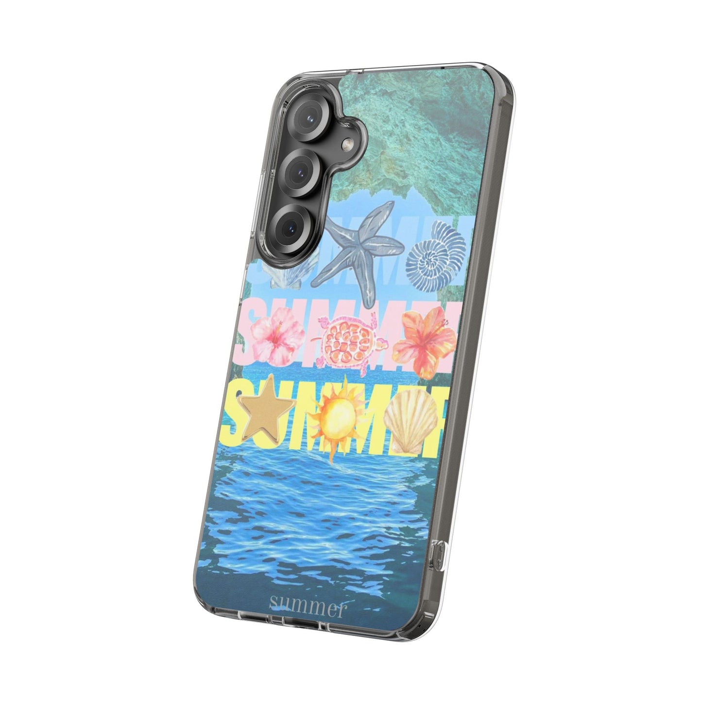 Clear Summer Beach Phone Case — Impact‑Resistant Tropical Design