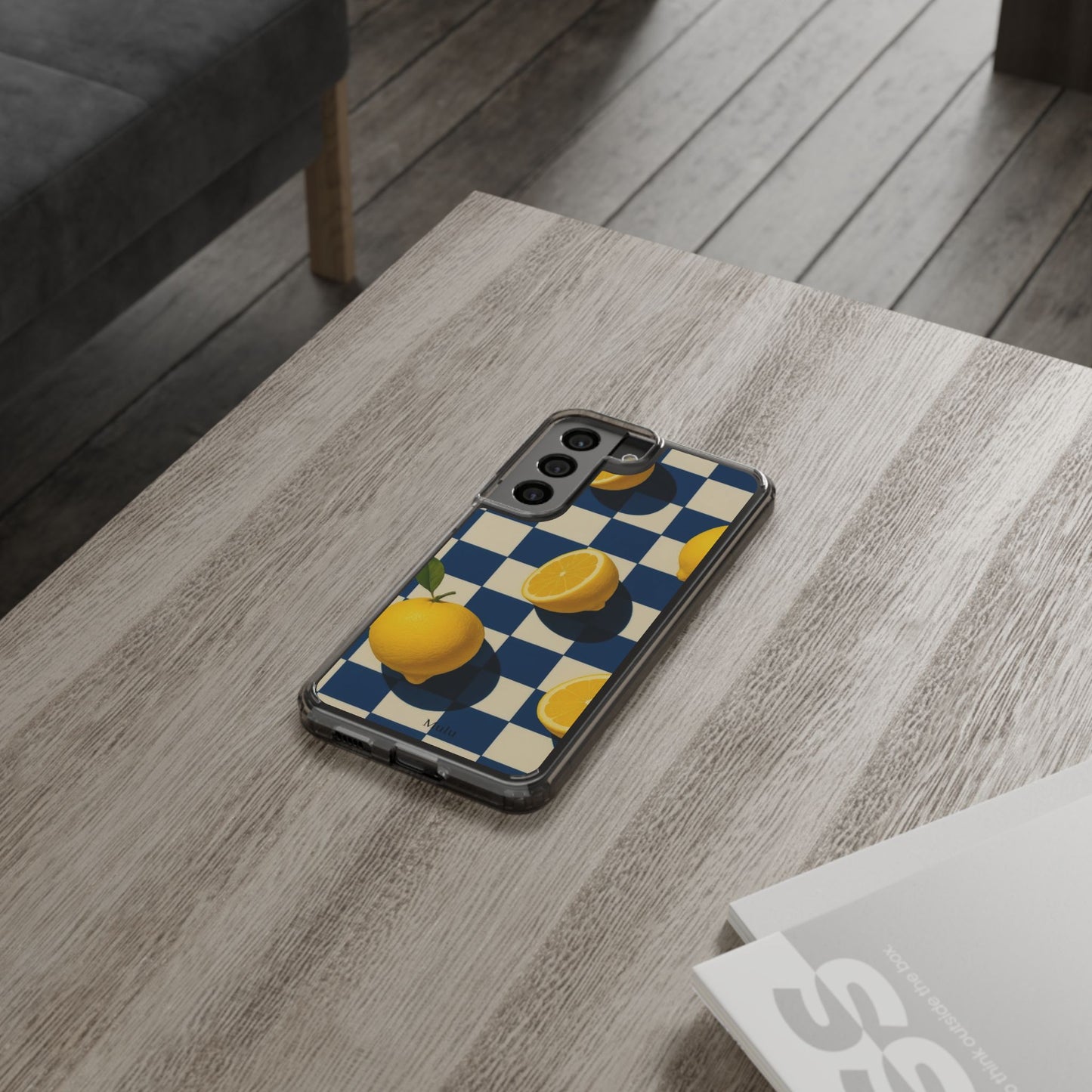 Clear Impact-Resistant Case — Retro Checkered Lemons Phone Case