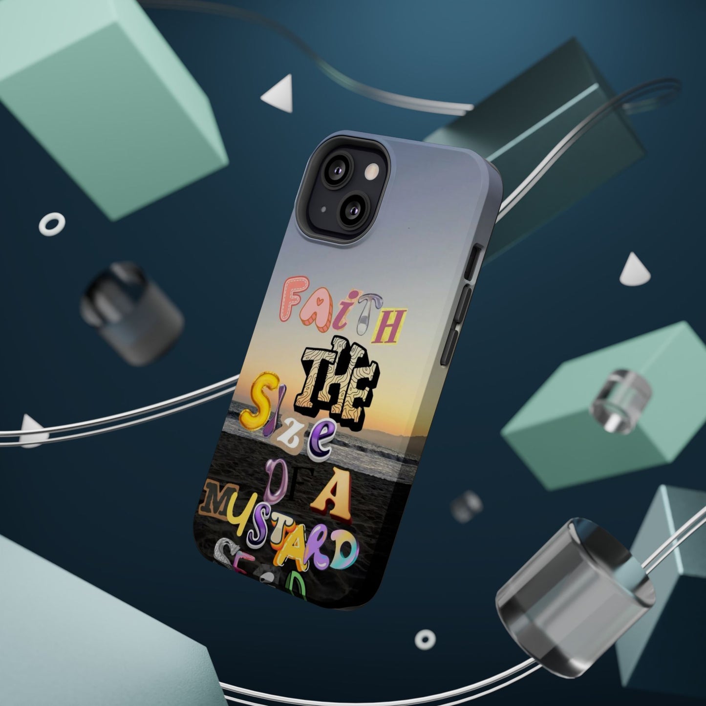 Magnetic Impact-Resistant Phone Case — "Faith the Size of a Mustard Seed" Sunset Design