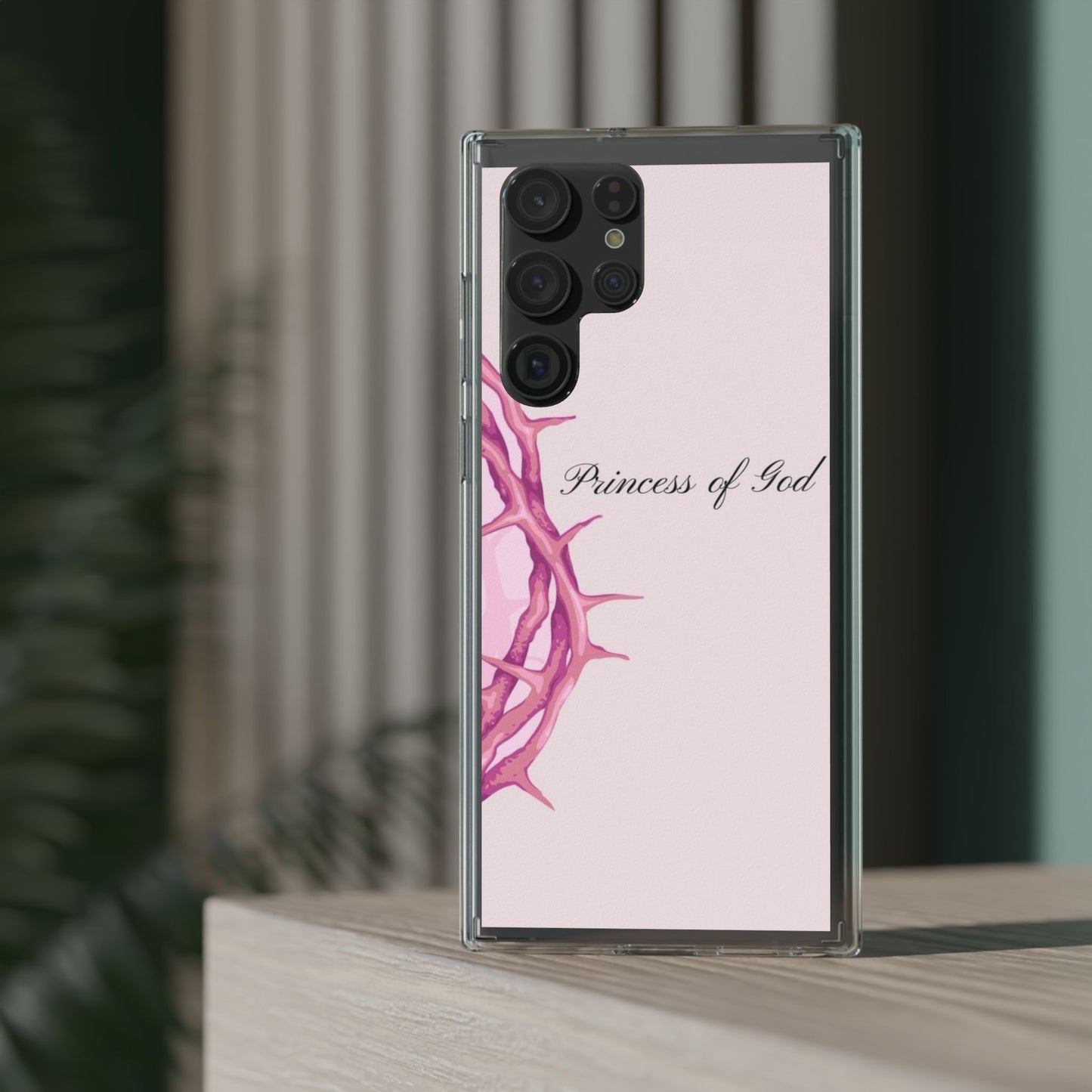 Phone Case — "Princess of God" Pink Crown of Thorns Clear Impact-Resistant Case