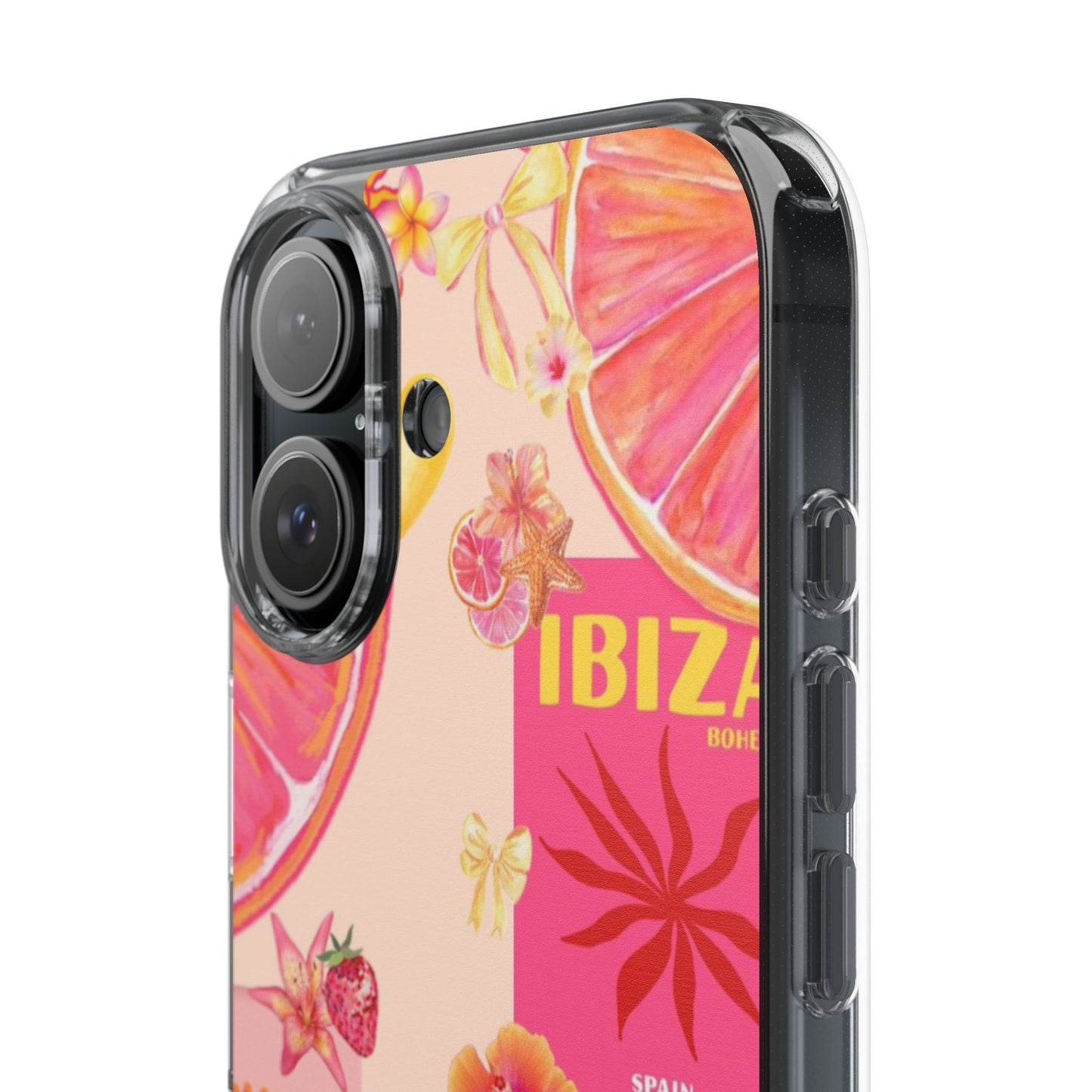 Clear Impact Phone Case — Pink Ibiza Citrus Floral Design
