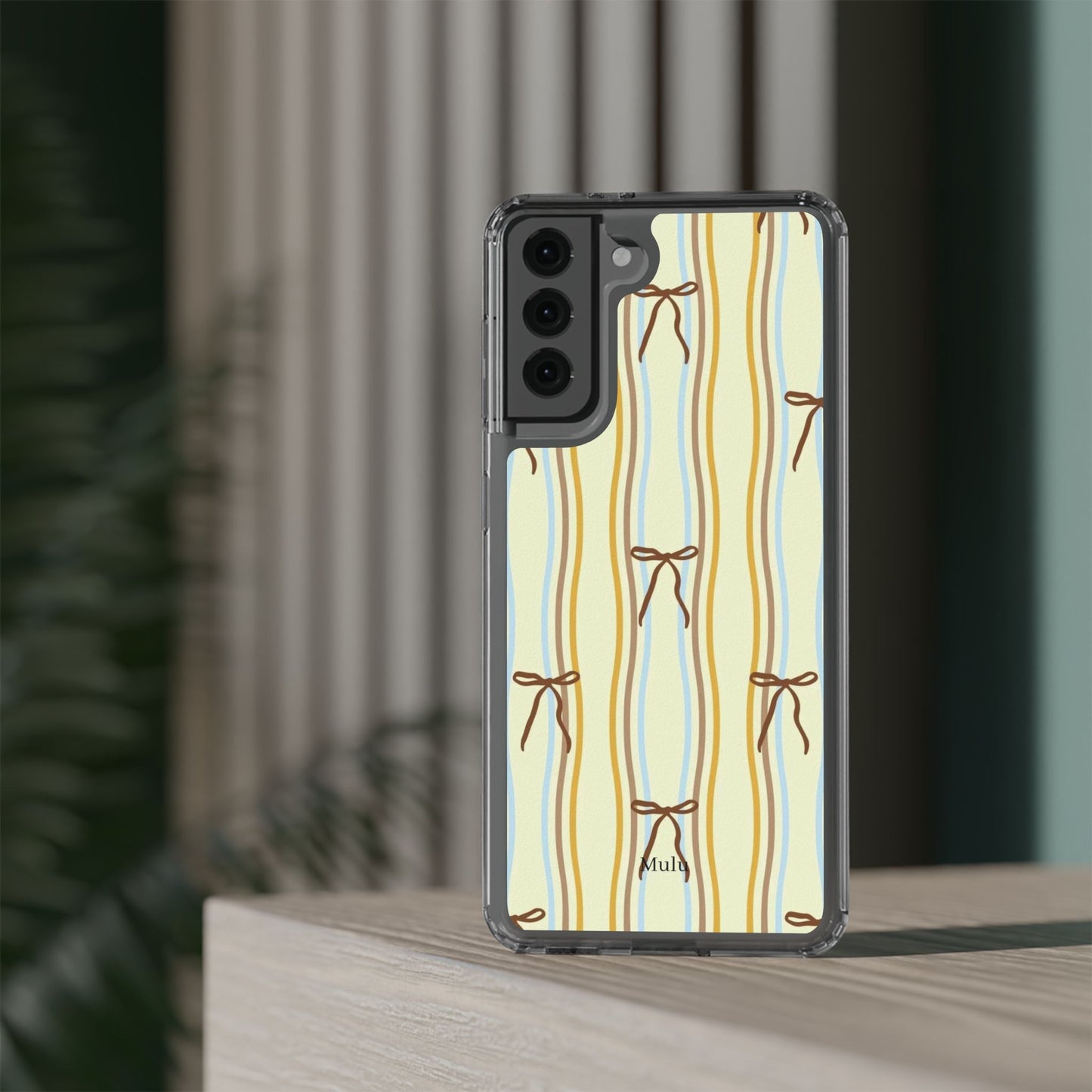 Ballet Ribbon Stripe Clear Impact Phone Case — Pastel Yellow Protective Cover