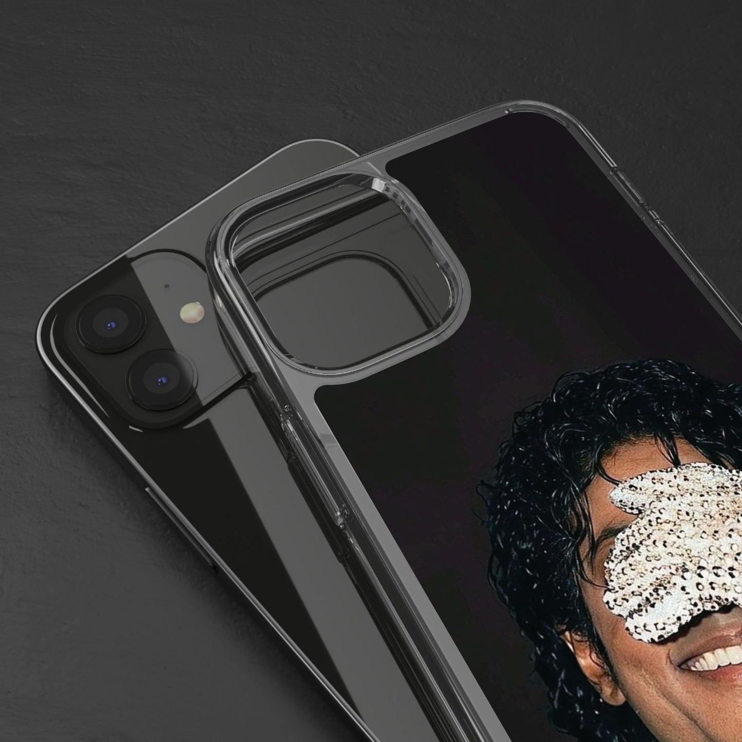 Michael Jackson Smiling Portrait Clear Phone Case — Retro Pop Icon Design
