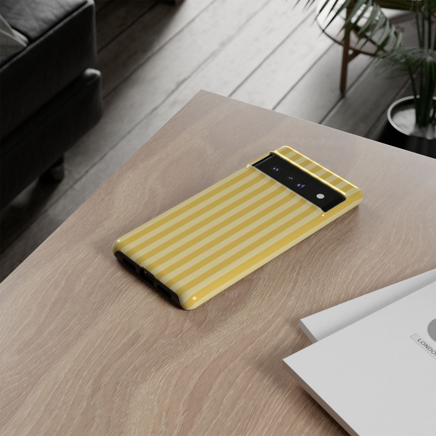 Yellow Stripe Tough Phone Case — Durable Protective iPhone Cover