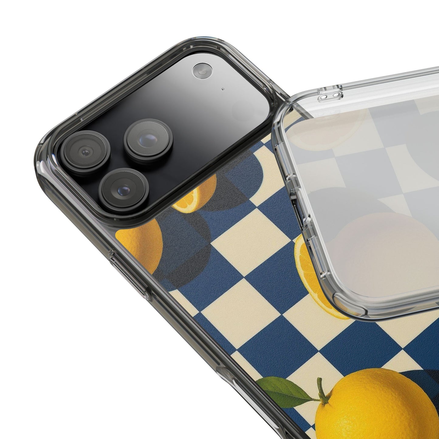 Clear Impact-Resistant Case — Retro Checkered Lemons Phone Case