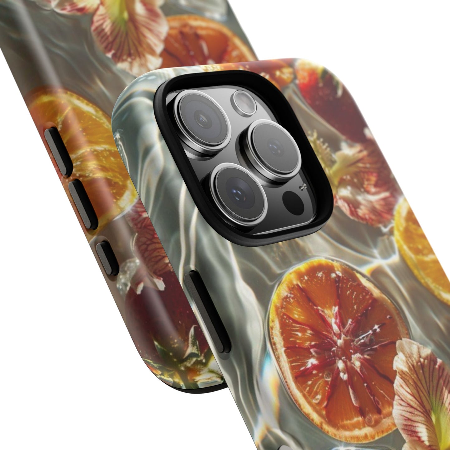 Citrus & Hibiscus Protective Phone Case – Summer Fruit Water Print Tough Case